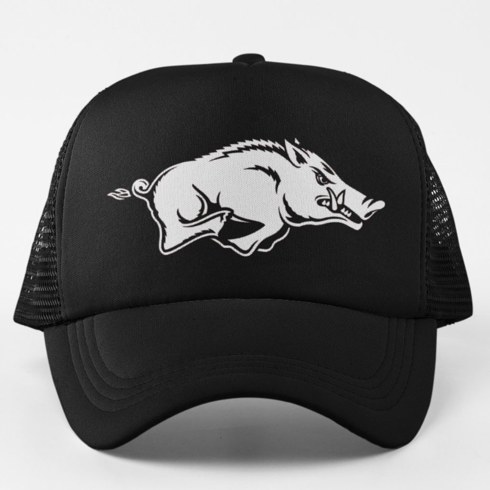 NEW Arkansas Razorbacks Charging Boar Foam Trucker Mesh Snapback Hat BLACK